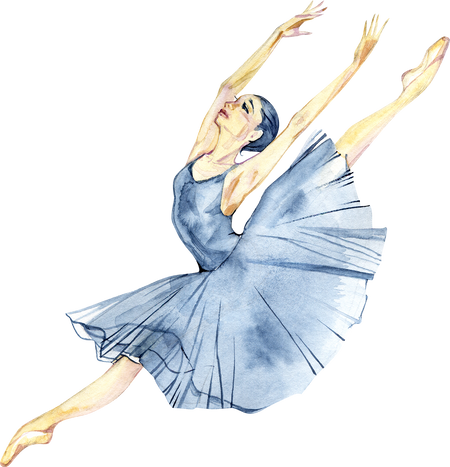 Ballerina dancing watercolor painting clip art